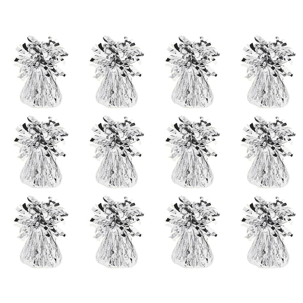 New Bundle Set of 12 Silver Foil 6oz Balloon Weights